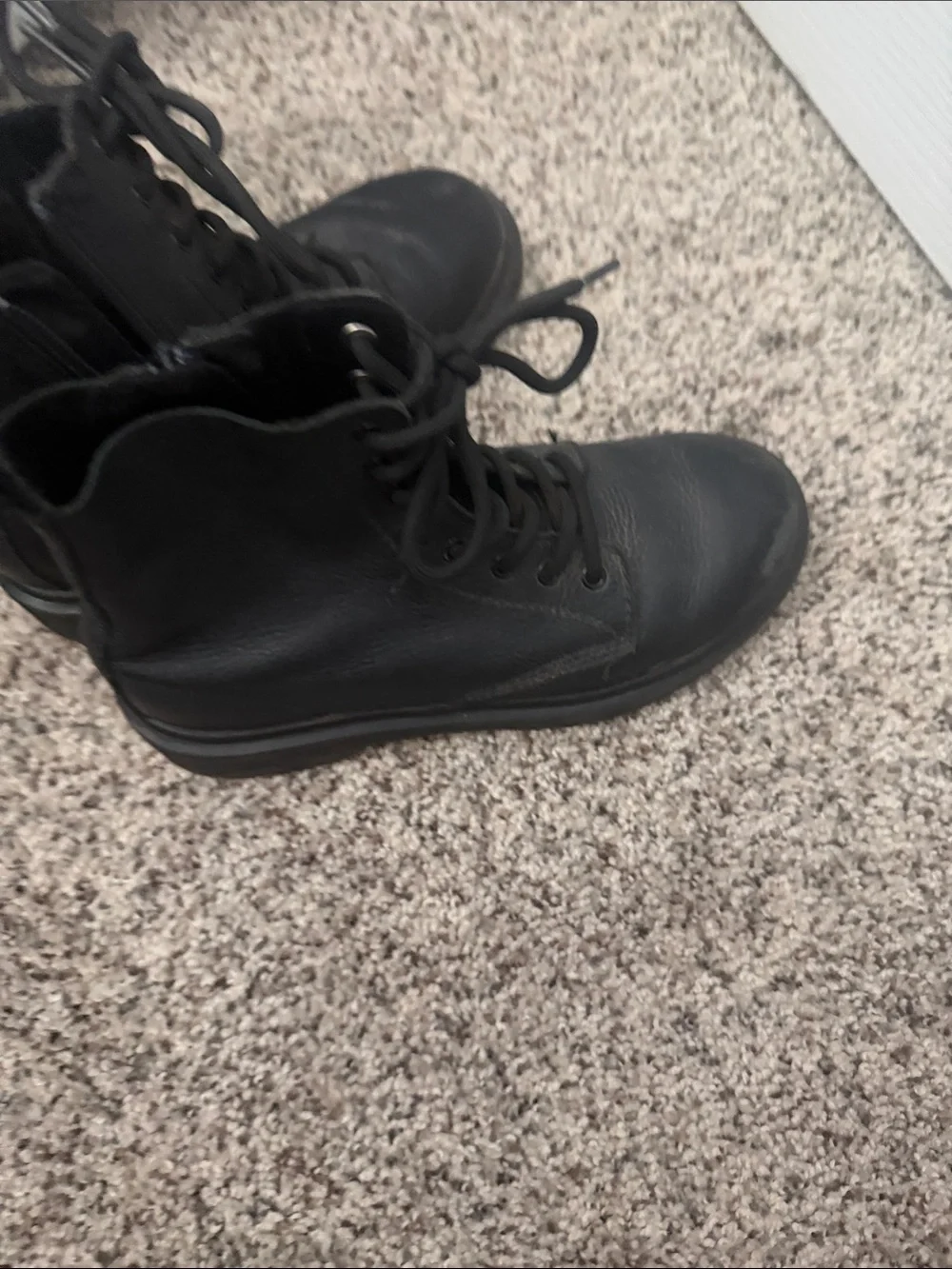 Dr. Martens Black Leather Kids Lace-Up Ankle Boots